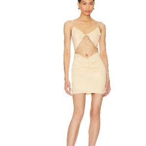 Lovers + Friends Cream Mini Cut Out Dress